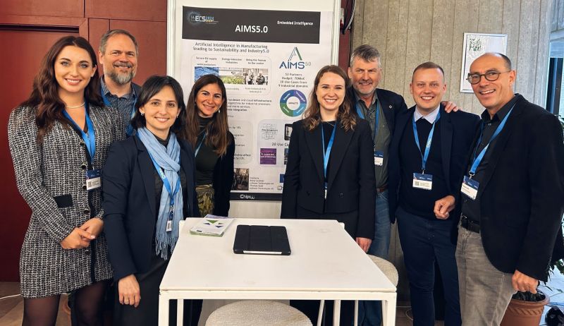The AIMS5.0 5.0 team bringing energy to #EFECS2024! 🌟💫

Great to see our project consortium members coming together at our booth in Ghent🇧🇪
Sharing insights about hashtag#AI in manufacturing and discussing how we're advancing #Industry50 goals. @Chips_JU <a href="/AENEAS_EU/">AENEAS</a>