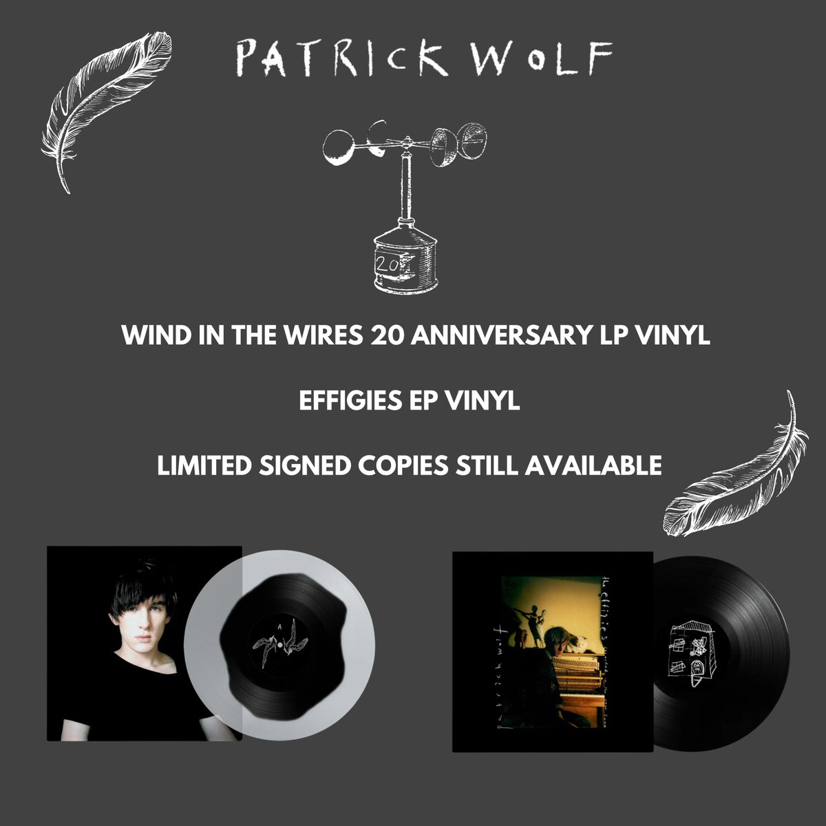 100__PERCENT's tweet image. Wind In The Wires 20 Year Anniversary Abbey Road Remaster and The Effigies 10” Vinyl by @_PATRICK_WOLF is out now.
Shop for limited signed copies and exclusive merchandise on the Patrick Wolf official store.
patrickwolf.com