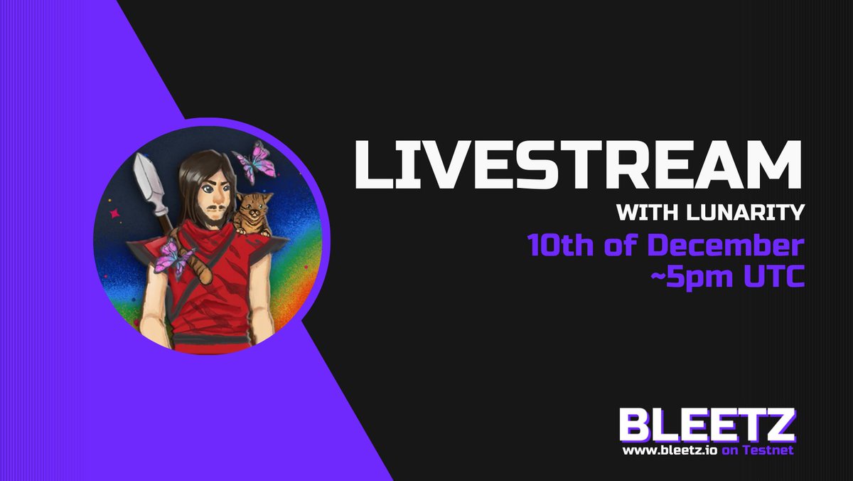 bleetz_io's tweet photo. Let's welcome @LunarityNFT tomorrow, 10th of December on BLEETZ!🔥 

Lunarity is a LiveStreamer and creator who has been exploring the web3 gaming industry and has been actively participating in testing web3 games!

Don't miss this chance to test out our dApp, activate your Stream Passes and get some more mShards! 🚀

Follow his profile on BLEETZ to be notified when he goes LIVE!