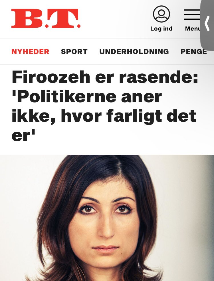 FiroozehBazraf2's tweet photo. Jeg har udtalt mig i BT. Det handler om koranloven. Der er et klip fra mit telefon interview som @EmilieJger2 lavede med mig. Jeg er dybt berørt og rasende. I skal vide hvor meget det går mig på, at der er censur i DK. Link ����🏽👇🏽👇🏽 https://t.co/IgJZXSOsWy