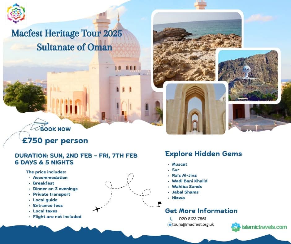 mwartfoundation's tweet photo. #macfestheritagetour2024 - @Qa🌟 Explore OMAN – 📅 San, 2nd - Fri 7th Feb 2025- Locations: #Muskat #WahibaSands #WadiShams , Ras Al Jin, #Nizwa
Contact: tours@macfest.org.uk
@islamictravels
@QaisraShahraz
#ExploreOman #TravelWithIslamicTravel #OmanTour #WadiShab #Muscat https://t.co/JrpYyJjakK