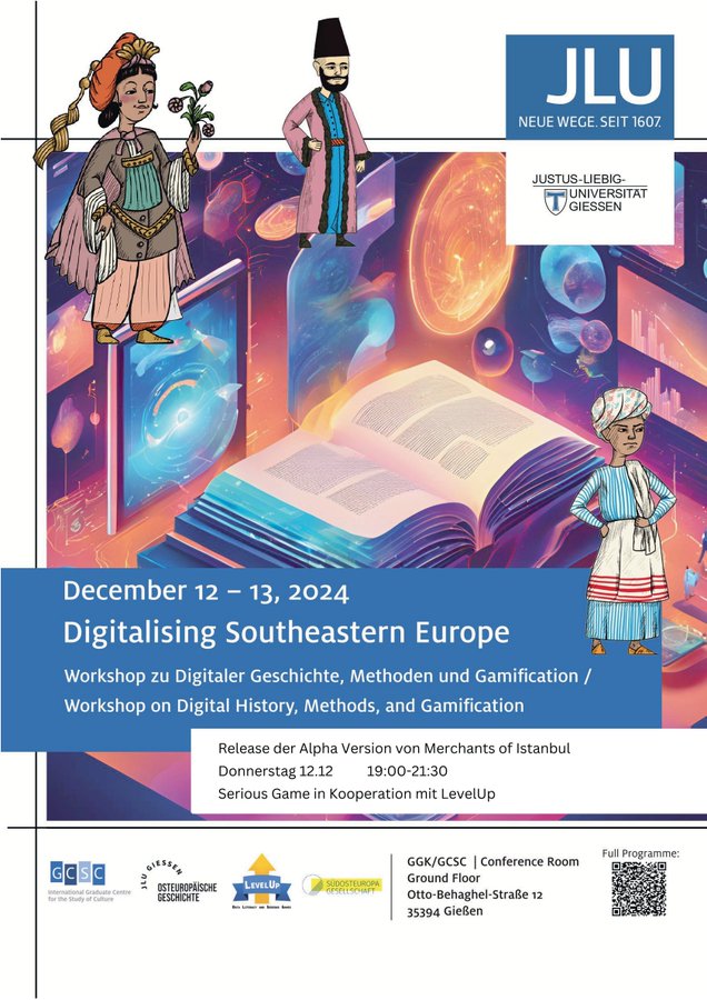 This week we are launching the alpha version of our serious game "Merchants of Istanbul" at <a href="/oegjlu/">Osteuropäische Geschichte an der JLU Gießen</a> and <a href="/GCSC_JLU/">GCSC der JLU</a>! 🥳🙌

👇You can find the full program of our workshop on "Digitalising Southeastern Europe" under this link: 
sogde.org/site/assets/fi…