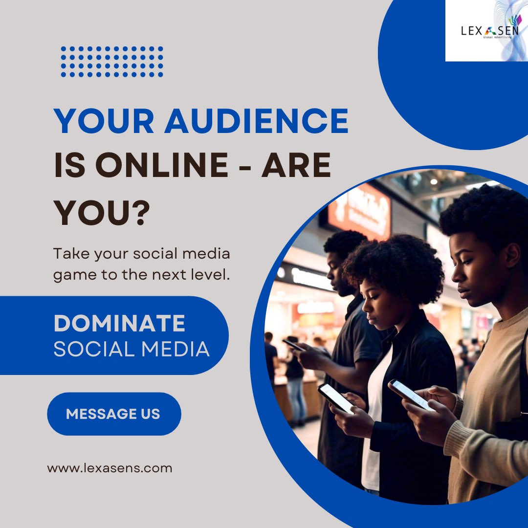 lexasen's tweet photo. 🎯 Ready to Dominate Social Media?

Your audience is online—are you? 

Social media is no longer optional—it’s a must for business success. 

#SocialMediaMarketing #BrandGrowth #Lexasens https://t.co/6mGEtQZOtg
