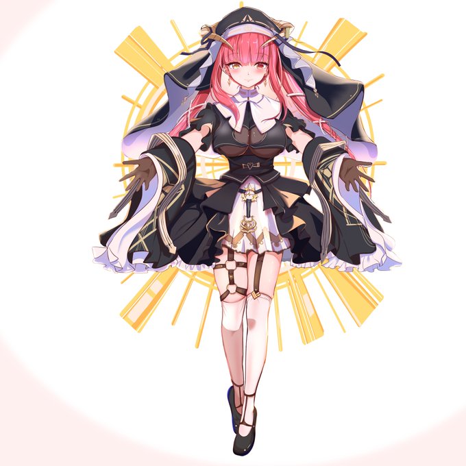 #マリンのお宝
フラスタ用に書き下ろしたシスターマリンライブVerです。今持つ技術と愛を余すことなく注ぎ込んだ一品です。 