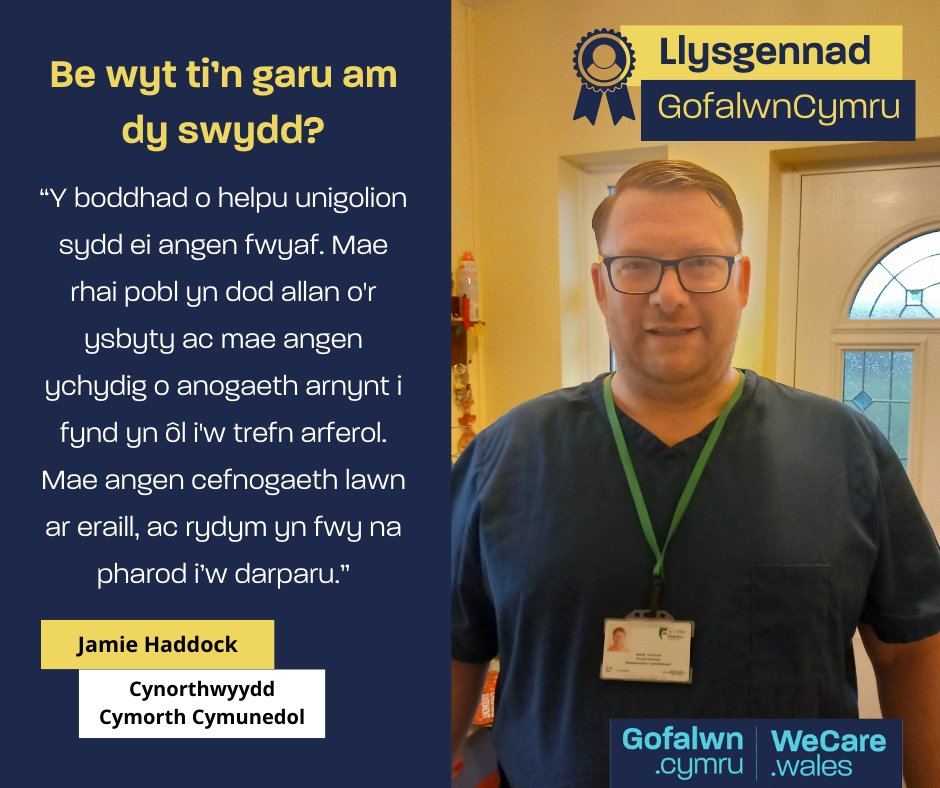 Dewch i gwrdd â Jamie, cynorthwyydd cymorth cymunedol angerddol a Llysgennad #GofalwnCymru!

Darllenwch blog Jamie i ddysgu mwy am ei daith, ei rôl, a’r hyn y mae’n ei garu fwyaf am weithio mewn gofal: ow.ly/kXQW50UnllF

#Llysgennad #Ysbrydoliaeth