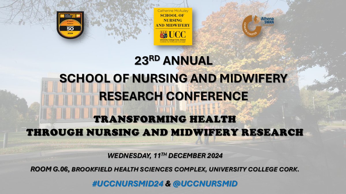 Just two days to go to our 23rd Annual Nursing and Midwifery Research Conference! It promises to be an exciting event! #nursing #midwifery #research #conference #transforminghealth <a href="/UCC/">UCC Ireland</a> <a href="/UCCResearch/">UCC Research</a>