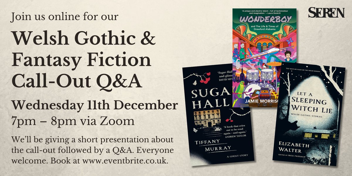 This Wednesday, 11th December, join us online for a presentation and Q&amp;A about our open call-out for Welsh Gothic and Fantasy Fiction. We hope you can join us eventbrite.co.uk/e/1097975356849.
