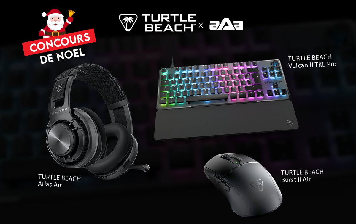 🎄🎁 Concours de Noël 🎁🎄

Un pack casque, clavier et souris Turtle Beach est à gagner !

👉 RT et follow <a href="/TurtleBeachFR/">Turtle Beach France</a> &amp; <a href="/aAaGaming/">*aAa*</a> pour participer.