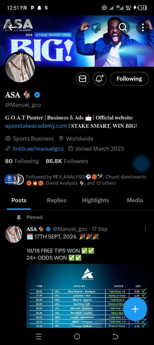 EmpireOdds1's tweet photo. @officialmoore7 @Manuel_gco 9055456765 sportybet 
Thanks bro https://t.co/XbODXvfqRm
