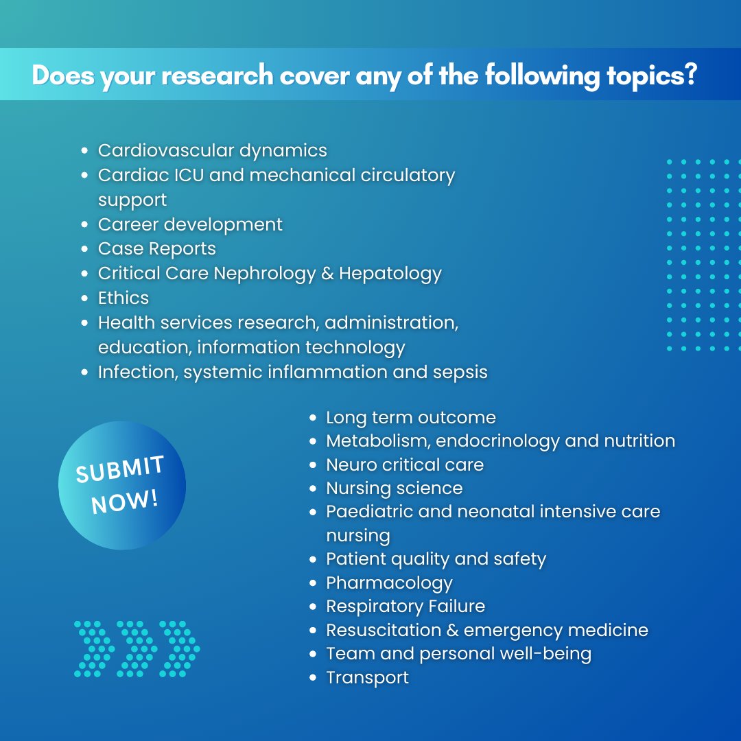 Share your original research in #paediatric and #neonatal intensive care at the highly anticipated #ESPNIC2025!
📅 The submission deadline of 21 January 2025 is fast approaching – don’t miss this opportunity!
Submit now✅: bit.ly/ESPNIC-Abstract
#nicu #picu #abstract