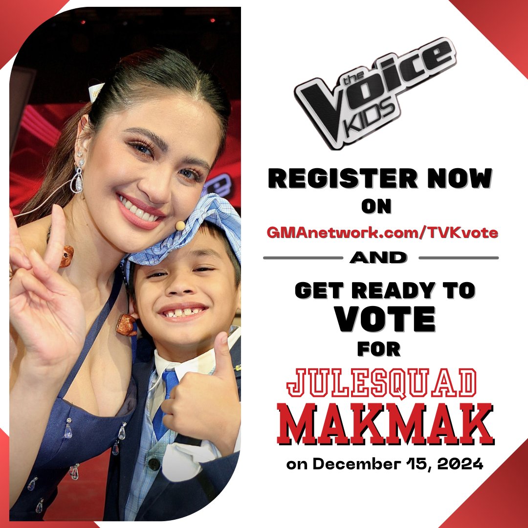 JAmantesPH's tweet photo. JAmantes, let's support Makmak from Julesquad in the grand finals of @_TheVoiceKidsPH!

Register NOW and vote for Makmak on December 15!

🔗 https://t.co/XCWaEz7EMu

#TheVoiceKids
#JulieAnneSanJose | @MyJaps https://t.co/ZQskEMvILO