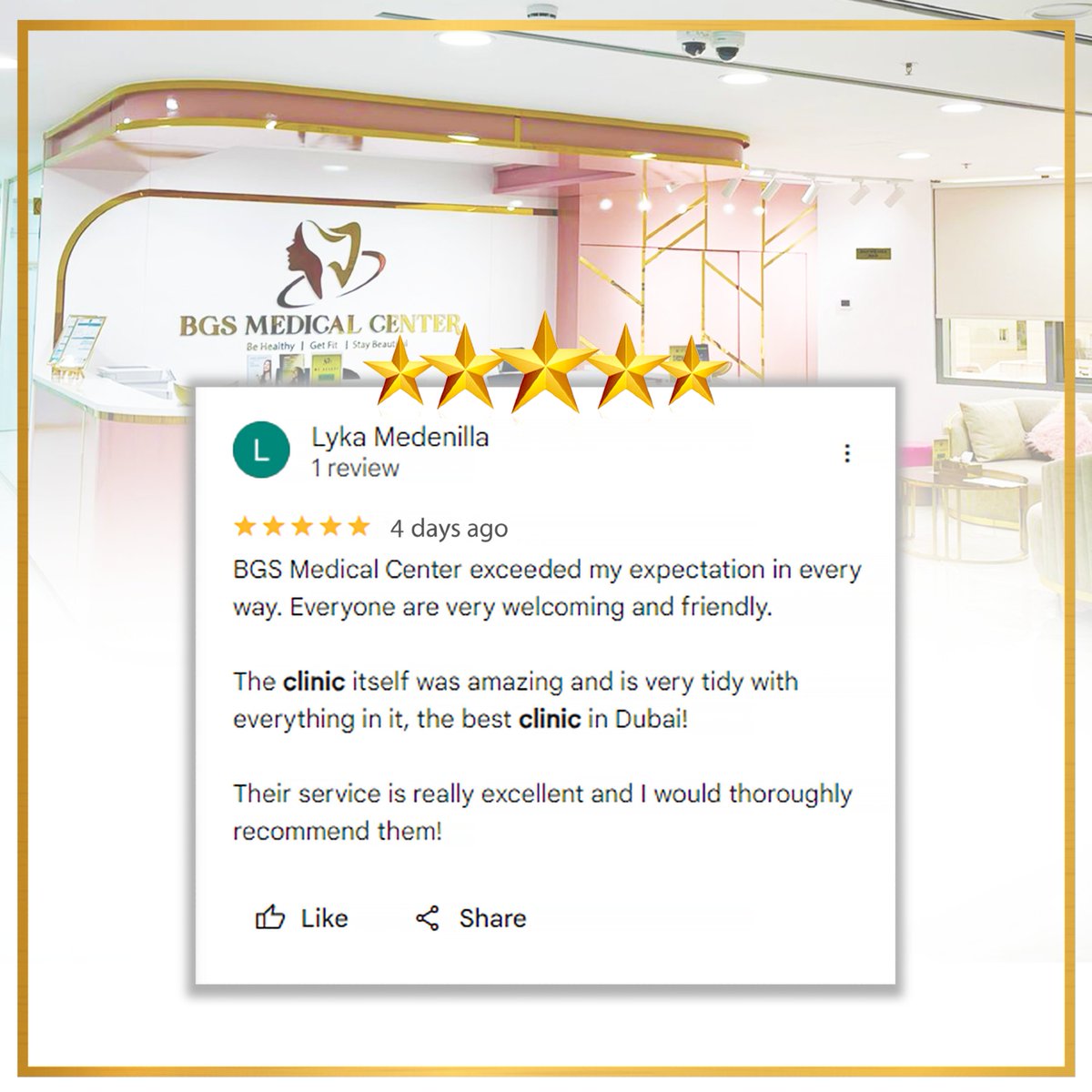 BgsMedical's tweet photo. Thank you, Lyka Medenilla, for your glowing review! We’re dedicated to delivering not just excellent results but an exceptional experience from the moment you walk in.

📞 +971 52 235 9090
🌐 https://t.co/noJiMmOCcO
.
.
.
#5StarReview #BGSMedicalCenter #BestClinicInDubai https://t.co/M8h1CRhZul