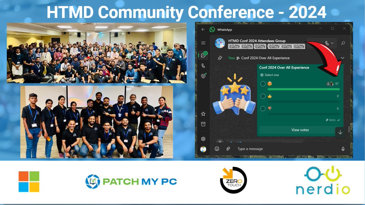htmdglobal's tweet photo. 🎯We successfully organized and executed the HTMD Community Conference 2024 with the help of our IT Pro family around India. There were more than 550 registrations, and then we filtered them to 250!

#teamhtmd #htmdconference #msintune #sccm #configmgr #avd #windows365 #itpros #microsoft365