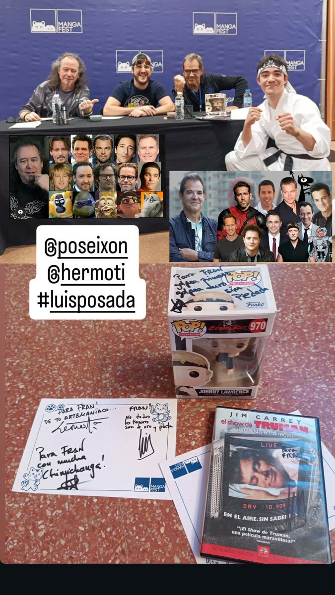 Fran_cuevafriki's tweet photo. Con Hermoti, Luis Posada (voz de Johnny Depp, Leonardo DiCaprio, Jim Carrey, Owen Wilson, etc) y José Posada (voz de Ryan Reynolds, Matt Damon, Jude Law, Adam Sandler, etc) ayer en el @Mangafest #mangafest Sevilla
#luisposada #joseposada #hermoti
@hermoti https://t.co/Zmq4f1sVqP