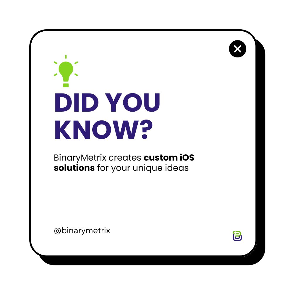 binary_metrix's tweet image. At BinaryMetrix, we build custom iOS apps designed specifically for your ideas. Whether you're looking to create a business app or a unique mobile solution, we help turn your vision into a real, functional app that fits your needs perfectly.
Visit: binarymetrix.com/ios-app-develo…