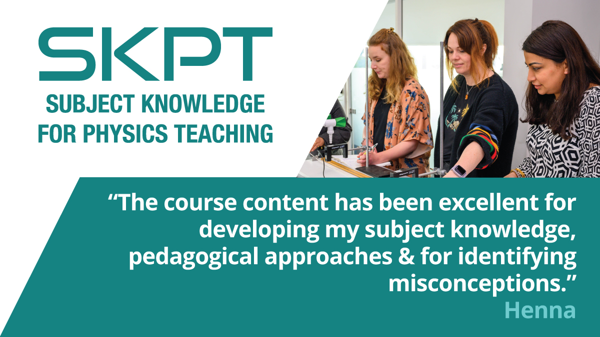 Teaching KS3/4 physics out of specialism? 

🎄No need for festive physics fear 

Book your FREE #SKPT physics subject knowledge CPD 

🗓️Sessions on #Energy and #MatterAndSpace start in January at locations across England 

loom.ly/MKcNfqo