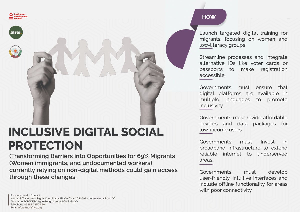 Inclusive digital #socialprotection systems are essential for addressing the needs of Africa’s most marginalized populations, including women, informal sector workers, youth, and migrants, who are often excluded from traditional protections. <a href="/AkhatorO/">Akhator Joel Odigie</a> <a href="/ALREI_Africa/">ALREI</a> <a href="/nkosi_alex/">Alex Nkosi</a>