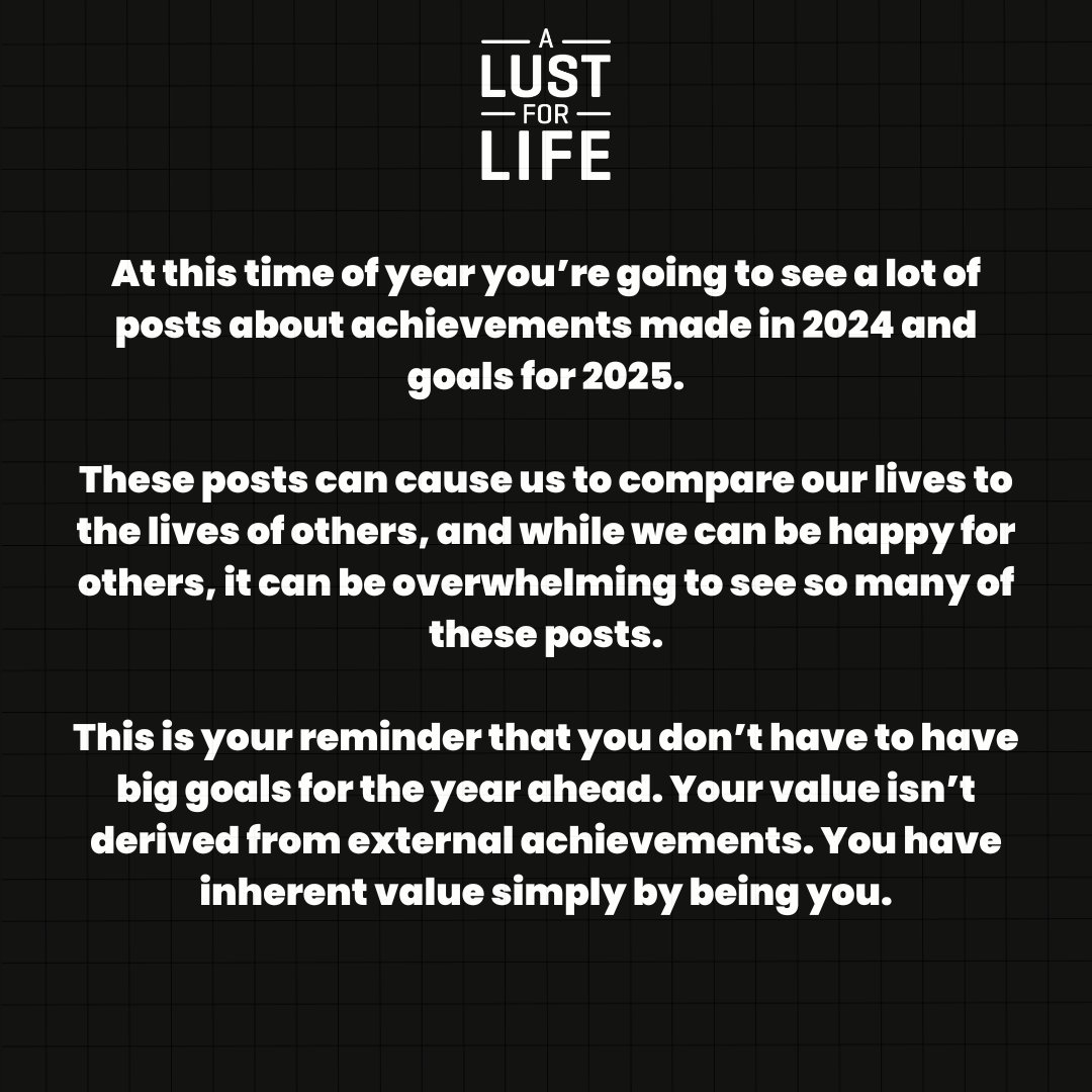 At this time of year you’re going to see a lot of posts about achievements made in 2024 &amp; goals for 2025.

This is your reminder that your value isn’t derived from external achievements. You have inherent value simply by being you.
