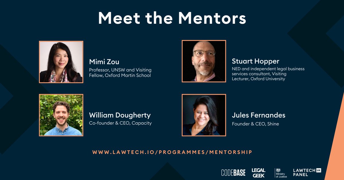 If you're looking for some guidance from an industry expert, our free Lawtech Mentoring programme pairs you with a specially matched mentor. 

Here are some of the #lawtech mentors looking to share their expertise. Register today to meet yours: lawtechuk.io/programmes/men…