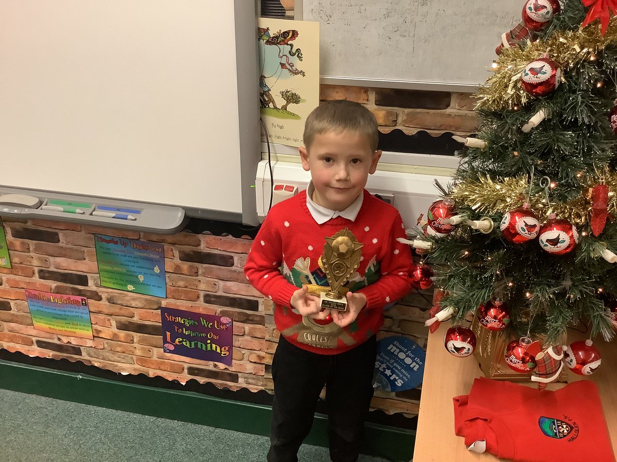 Fantastic work A on winning a trophy at your football tournament.