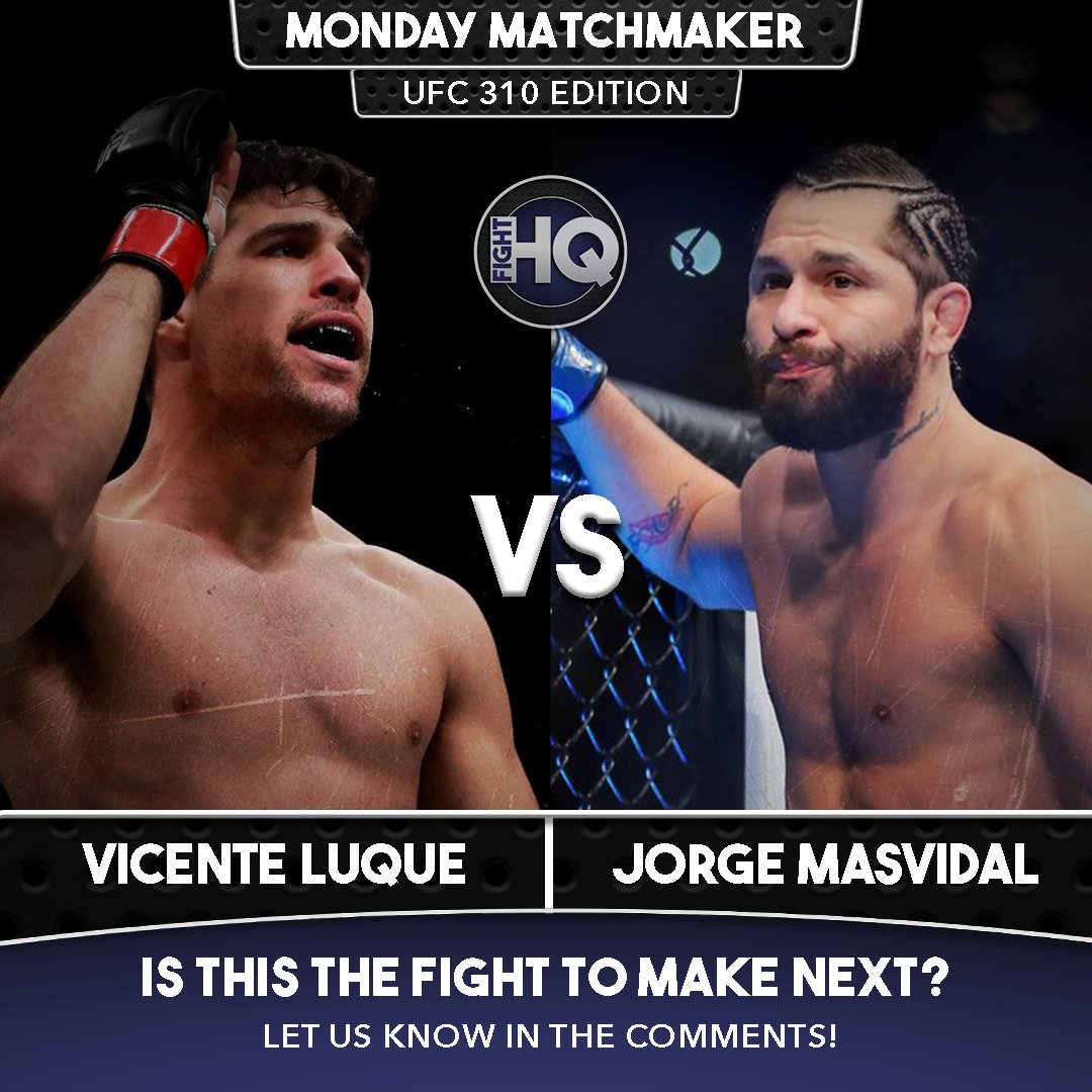 FightHQTV's tweet photo. #MONDAYMATCHMAKER - 10 fights to make following #UFC310 (THREAD - 9/10)

WELTERWEIGHT - @VicenteLuqueMMA 🇧🇷 vs @GamebredFighter 🇺🇸

What do you think of this potential booking #MMATwitter? 🤔 Let us know! https://t.co/dR0oKwgWjS