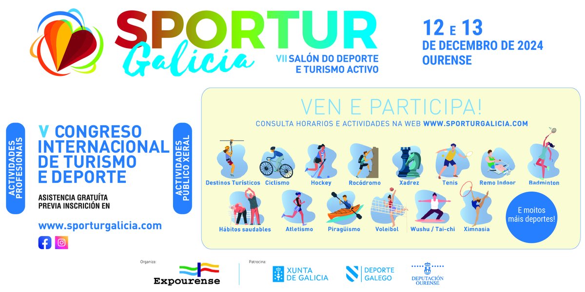 EXPOURENSE's tweet photo. @expourense acolle #SporturGalicia e o Congreso Internacional de Turismo e Deporte os días 12 e 13 de decembro
Toda a info: https://t.co/KhHEtit2qq https://t.co/wKXl2rWWI7