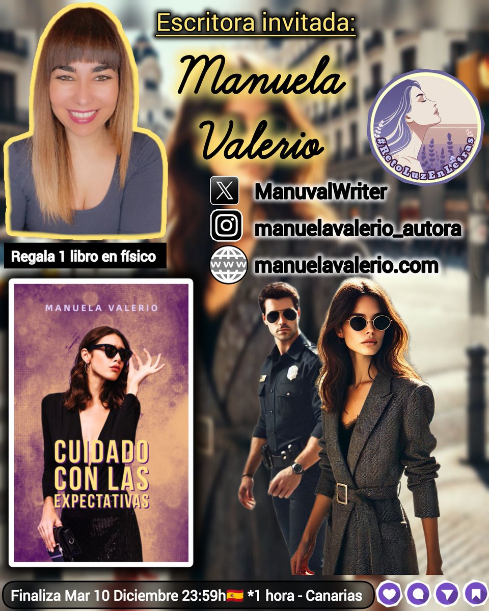 ✨#RetoLuzEnLetras 🪻<a href="/Luztintalavanda/">📚 Luz | Creadora de Contenido</a>
Escritora invitada:Manuela Valerio
<a href="/ManuvalWriter/">Manuela Valerio</a>

🖼️Usa imagen del reto
✍🏼Poesía-Prosa-Relato..
➡️Usa Literal: CUIDADO CON LAS ESPECTATIVAS
💡Ortografía-Lenguaje

🏅Manuela elige-premia📙físico 
⌛FIN: MAR 10 DIC-23: 59h🇪🇸
*1 hora - Canarias