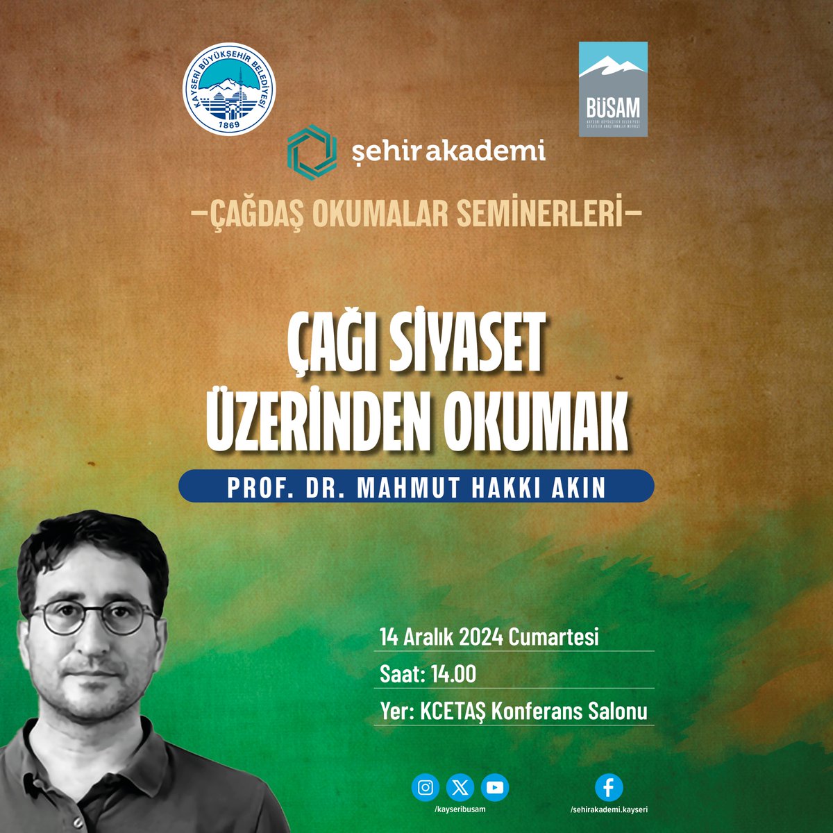 Çağdaş Okumalar Seminerlerinde bu hafta!

"Çağı Siyaset Üzerinden Okumak"
Prof. Dr. Mahmut Hakkı Akın

14 Aralık 2024 Cumartesi / 14.00
KCETAŞ Konferans Salonu