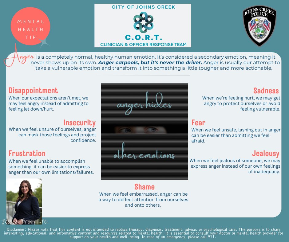 JohnsCreekPD's tweet photo. A message from our Clinician, Jessica #StrongerTogetherJCPD #JohnCreek #JohnsCreekPD https://t.co/0MdPEDS9Ls