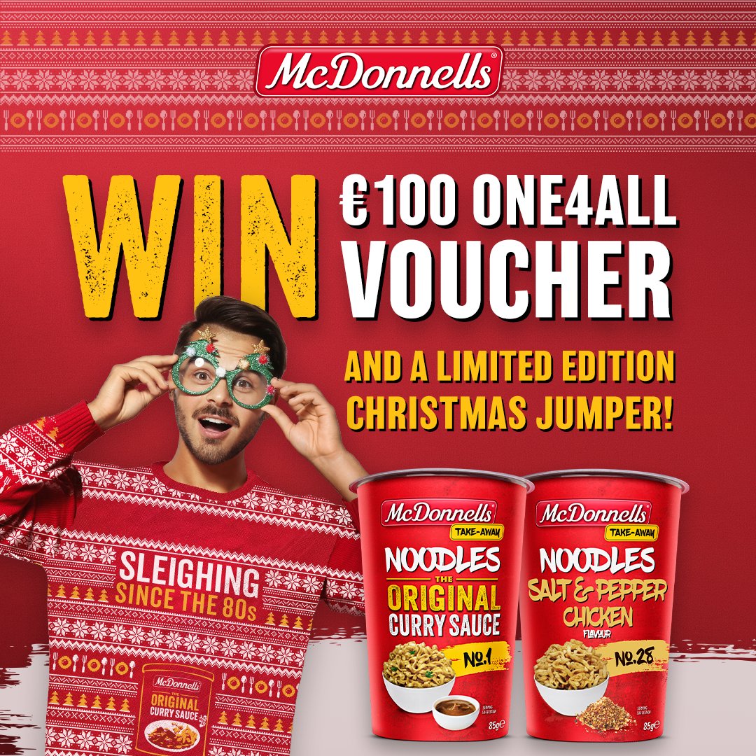 Gala_Retail's tweet image. #CompetitionTime We're spreading festive cheer with a Christmas giveaway! One lucky winner will get:
🎄 A limited-edition McDonnells Christmas jumper  
🎁 A €100 O4A voucher

To enter:  
✨ Like this post  
✨ Follow @Gala_Retail &amp;amp; @McDonnells on Instagram 

Comp Ends: 08.12.24