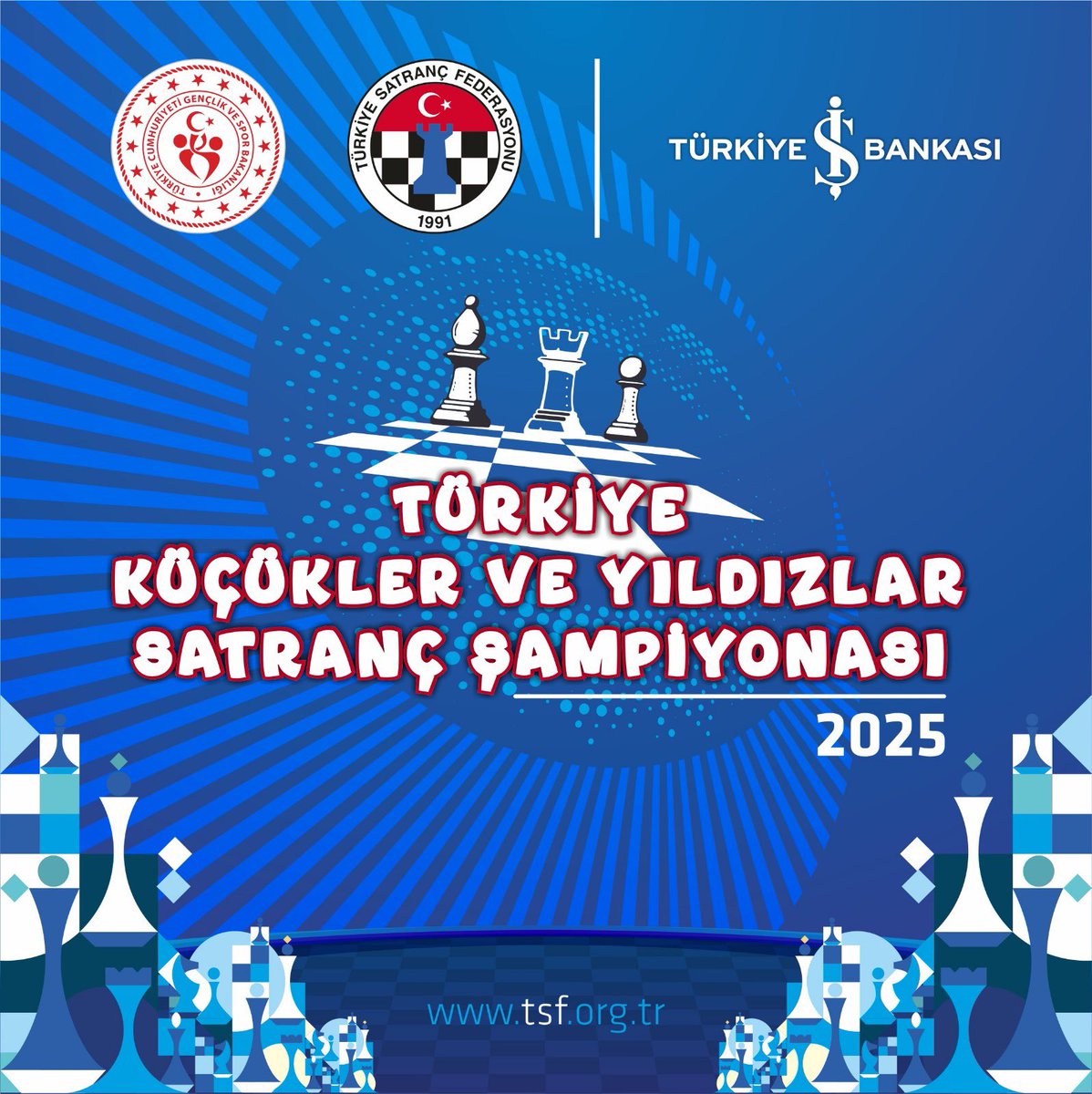 tsfresmi's tweet photo. 2025 Türkiye Küçükler ve Yıldızlar Satranç Şampiyonası 18 – 25 Ocak 2025 tarihleri arasında Antalya Granada Luxury Belek Otel salonlarında gerçekleştirilecektir. 
 
-Federasyonumuz Tarafından Konaklama İşlemleri Yapılmayacaktır

Katılımcılar konaklama iş ve işlemlerini tercih ettikleri yerde kendileri planlayacaklardır. 

-Şampiyonamızda Dış Katılım / Katkı Payı / Kayıt vb. Herhangi Bir Ücret Alınmayacaktır

Sporcularımızın şampiyonaya kayıt işlemleri şampiyona sayfalarından online olarak gerçekleştirilecektir. Kayıt esnasında dış katılım / katkı payı / kayıt vb. herhangi bir ücret alınmayacaktır. 

-Milli Takım Havuzuna Giren Sporculara Yıl Boyunca Eğitim ve Takip Sistemi

Şampiyonada yarışarak Milli Takım Havuzuna girmeye hak kazanan sporcular için yıl boyunca online eğitim verilecektir. Detaylar şampiyona sona erdikten sonra açıklanacaktır. 

Önemli Not: Turnuva kayıt işlemleri konaklama işlemlerinden bağımsız olarak yarışma sayfalarından online olarak yapılacaktır. 
 
Türkiye Küçükler Satranç Şampiyonası Turnuva Sayfası: https://t.co/u2kgD9RV37
 
Türkiye Yıldızlar Satranç Şampiyonası Turnuva Sayfası: https://t.co/pmWdKxoRSW