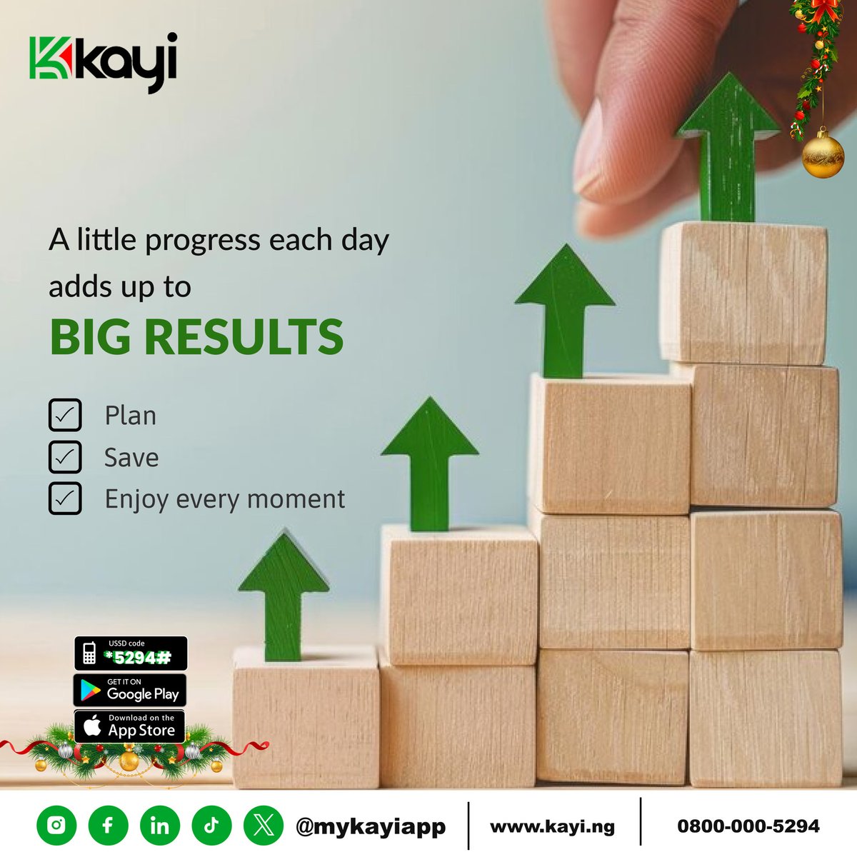 mykayiapp's tweet photo. A little progress each day adds up to big results. 🌟 Plan, save, and make the most of December with Kayiapp!
#MondayMotivation #KayiInspiration
#MyKayiapp
#Kayiway
#Digitalbanking https://t.co/GcuK3VEOAo