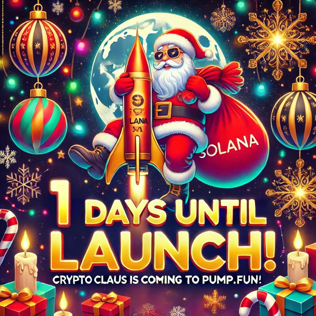 CryptoClausSol's tweet photo. 🎅✨ 1 Day Until Launch! 🎄

The holiday spirit is here, and so is Crypto Claus! Are you ready to unwrap the most festive meme coin on Solana? Don’t miss out—join the revolution now! 🚀🎁

🔗 Join our Telegram: https://t.co/oPuzXKBu13
#CryptoClaus #Solana #HolidaySeason https://t.co/xAcmIbMezs