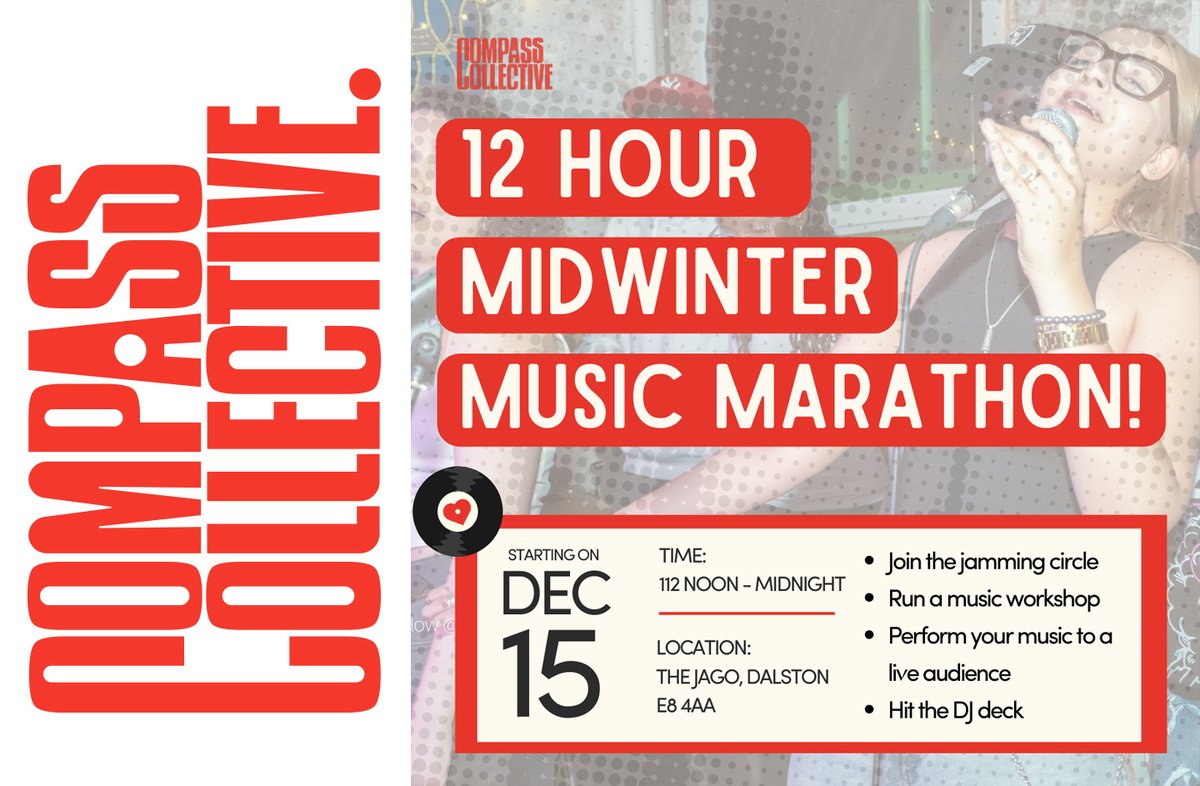 Photobanks's tweet photo. Sunday 15th Dec @ the Jago in Dalston for the Midwinter Music Marathon with Compass Collective &amp; guests including, actor DJ duo Toby Jones &amp; Ben Miles. 
https://t.co/YJBOT6lm6t
I will be capturing the event, photographing the passion &amp; #energy of the incredible #music #artists. https://t.co/rBriHK0eMv