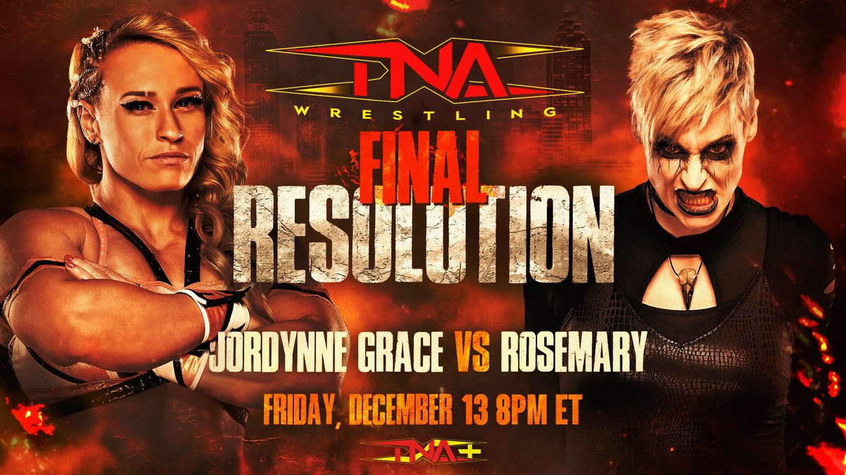 ThisIsTNA's tweet photo. BREAKING: @JordynneGrace will face @WeAreRosemary LIVE on December 13 on TNA+ from Center Stage in Atlanta!
Head to https://t.co/zTMPjdY9UA for all the details on how to watch! https://t.co/1T5OCr5sYz