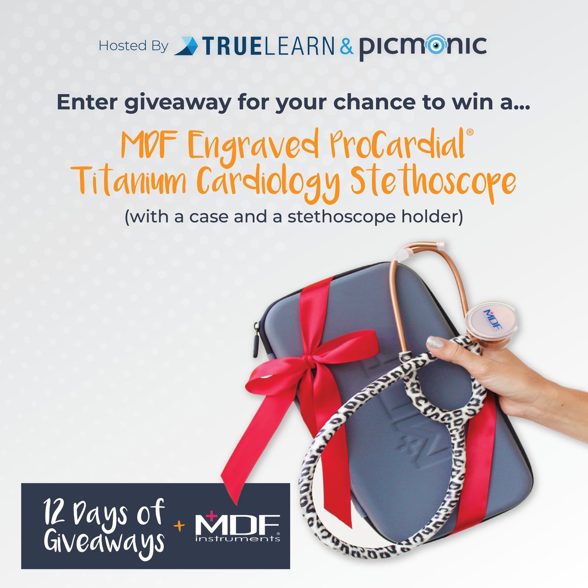 picmonic's tweet image. TrueLearn & Picmonic's 12 Days of Giveaways + MDF Instruments 🩺🎁
Until December 18th, enter for the chance to win from several daily gifts, including an MDF Instruments engraved stethoscope!
Enter now: bit.ly/12_days_giveaw…
#giveaway #picmonic #truelearn #holidaygiveaway