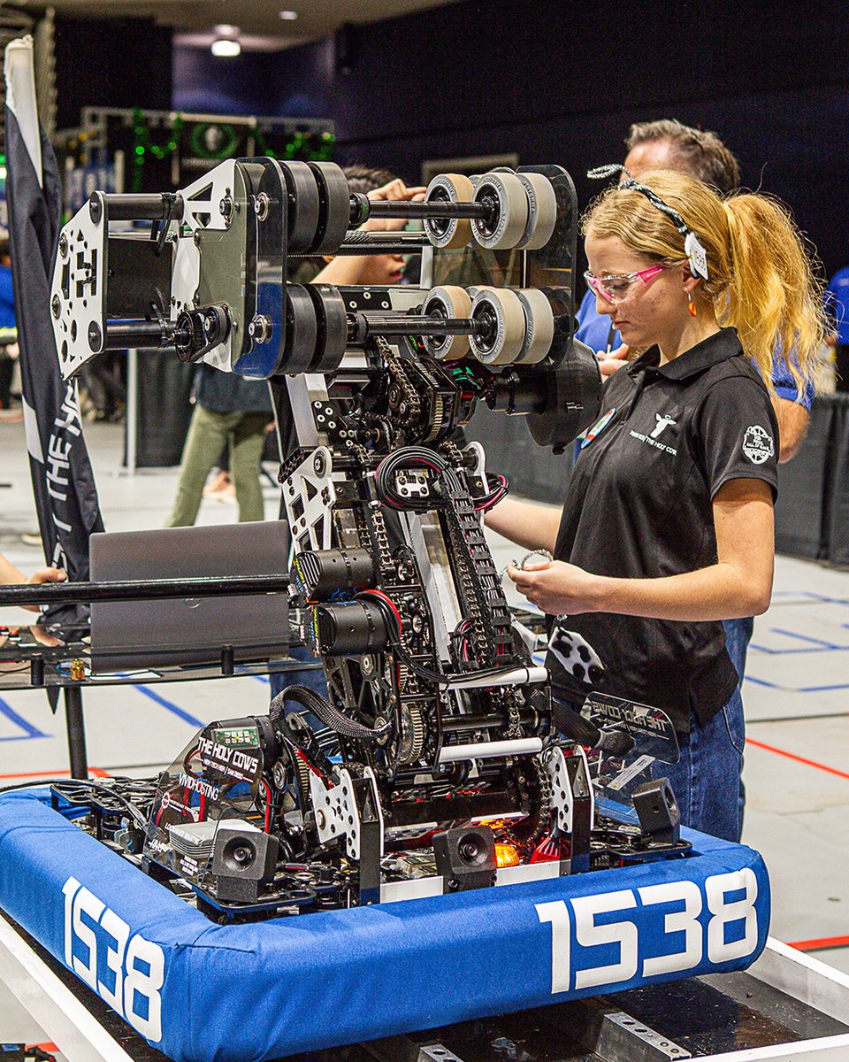 Qualcomm's tweet image. Qualcomm and @FIRSTweets inspire students to unleash their potential in #STEM fields through robotics competitions and more during #CSEdWeek and beyond. Find out more: bit.ly/3OEotK9