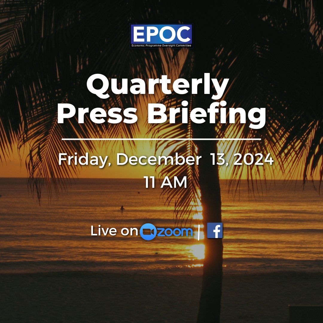 Join us on Friday, December 13th, as we discuss Jamaica's latest economic data during our Quarterly Press Briefing  We'll be discussing key economic performance indicators such as GDP, Inflation, Unemployment Rates, Trade and more #OurJamaicanEconomy #EPOCQuarterlyPressBriefing
