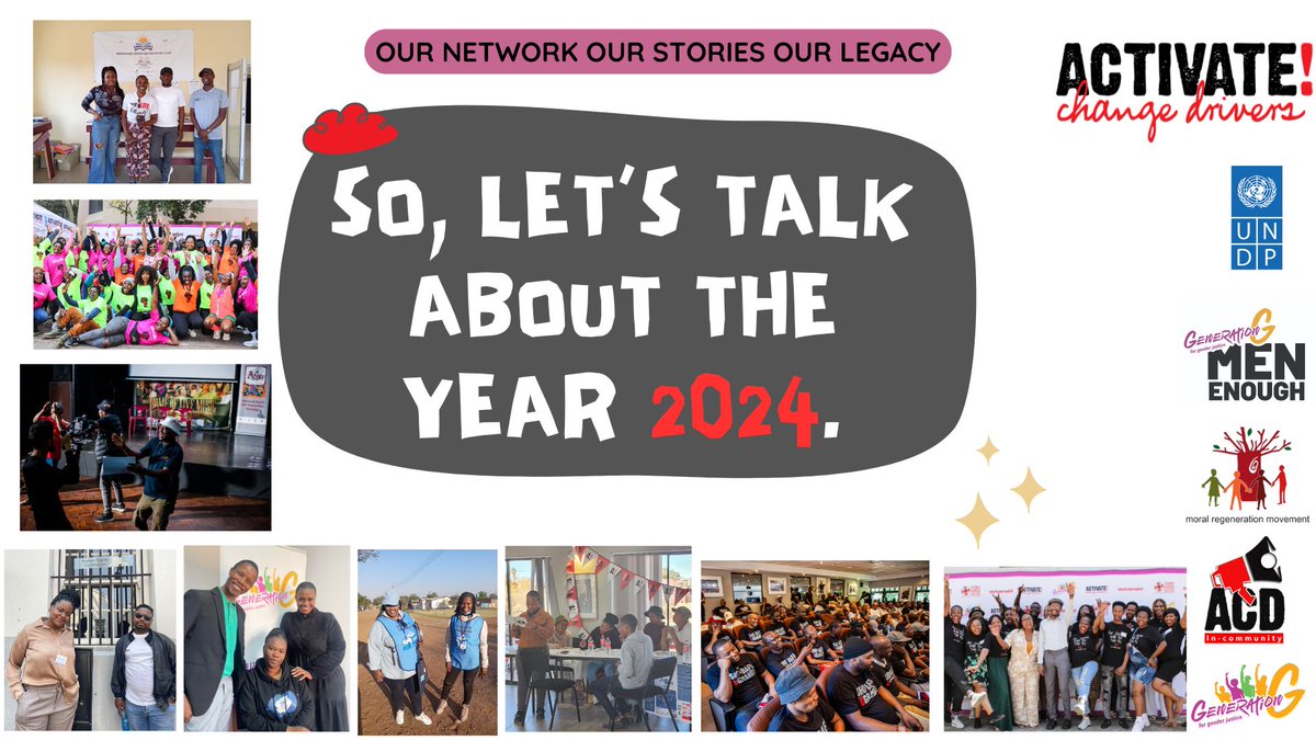 ActivateZA's tweet photo. [SWIPE] With less than 5 days before our office closes for 2024.
We are going down memory lane, share with us, which programme/initiative you were part of.
Was it our SONA watch party? Or #WeAreVoting? Perhaps it was our network roadshow, or did your business get a boost via the A! network fund? Or how about our call to realise a gender-just and violence-free society via #GenerationGenderRSA or did you attend our community engagement or support our national call to #PhumaMfazi? --- Have we heard you share your thoughts via our podcast??? Are you one of the 100s of young people who joined our network via #ACDInCommunity??