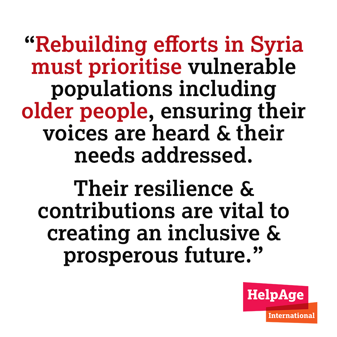 HelpAge International (@helpage) on Twitter photo "#Syriaās #OlderPeople have endured years of immense hardship.
We hope that those who had to leave their homes can now have the option for a safe return to a country where everyone is able to live in peace, dignity, and security." Says Chris McIvor, <a href="/HelpAge/">HelpAge International</a> Regional Rep EME "#Syriaās #OlderPeople have endured years of immense hardship.
We hope that those who had to leave their homes can now have the option for a safe return to a country where everyone is able to live in peace, dignity, and security." Says Chris McIvor, <a href="/HelpAge/">HelpAge International</a> Regional Rep EME