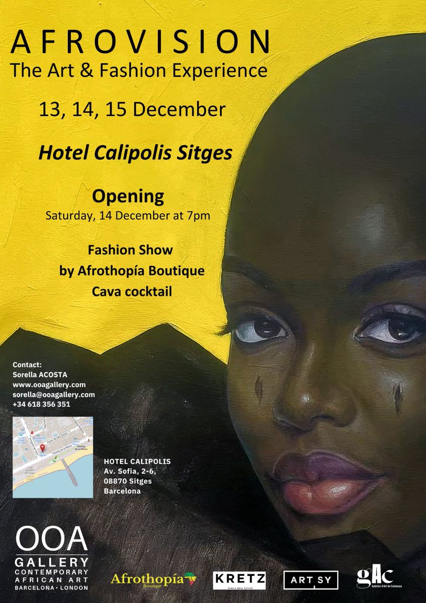 divaika's tweet photo. "AFROVISION, The Art &amp; Fashion Experience" Le esperamos los días 13,14 y 15 de diciembre en el Hotel Calipoles de Sitges. 
La Inauguración tendra lugar el sábado 14 de diciembre a las 19h con un desfile de Moda Africana( Las Africas ), coktail y DJ.
@CEuroAfrica @HotelCalipolis https://t.co/17D425IpKO
