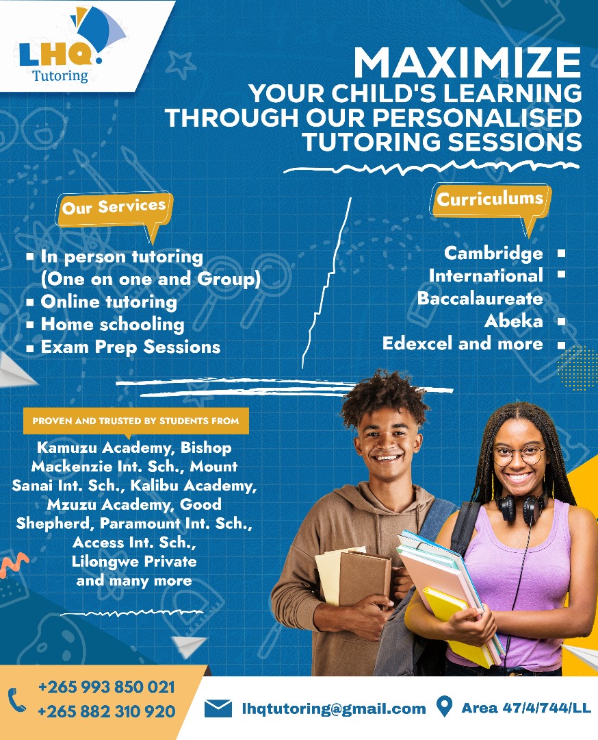Canalmw98's tweet photo. LHQ Tutoring 

Maximize your child's learning through our personalised Tutoring sessions

Our services
In person Tutoring and
Online Tutoring
Home Schooling
Exam prep sessions

We are located in Lilongwe 
Area 47/4/744
#LHQTutoring https://t.co/KmKjl0OuLr