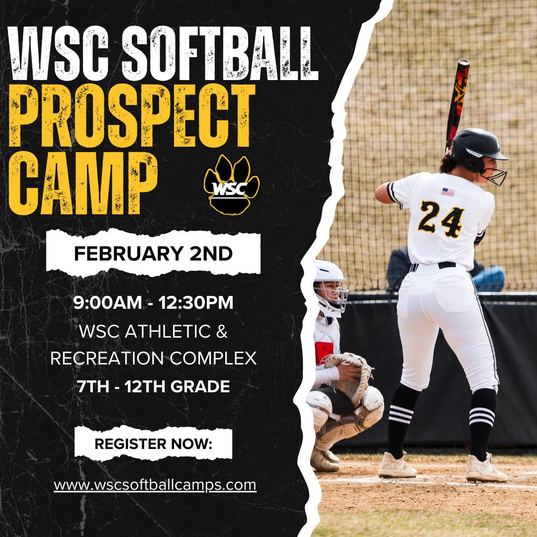 The date for our Winter Prospect Camp is set!

Be sure to get signed up, no walk ups will be allowed. 

🔗 wscsoftballcamps.com