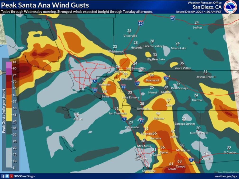 A Red Flag Warning is in effect today through Wednesday across the Forest for gusty Santa Ana winds and low relative humidity. Do your part to prevent wildfires. Fire Prevention is up to all of us. #OnlyYou