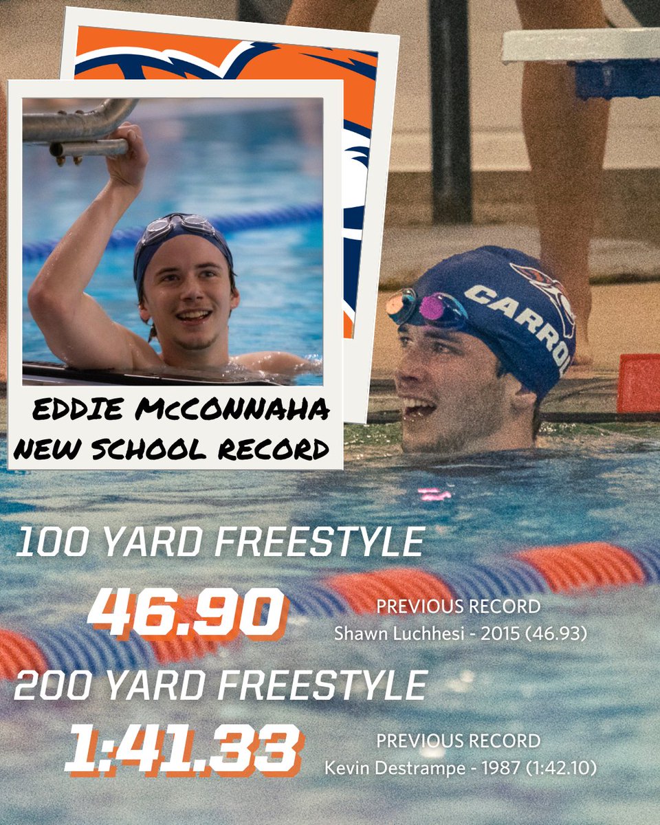 pio_athletics's tweet photo. Congrats to Eddie McConnaha on breaking two school records at Carthage over the weekend! He shattered marks in the 100 and 200 freestyle, which had stood for 37 years #d3swim #GoPios https://t.co/aFmJ824eiP