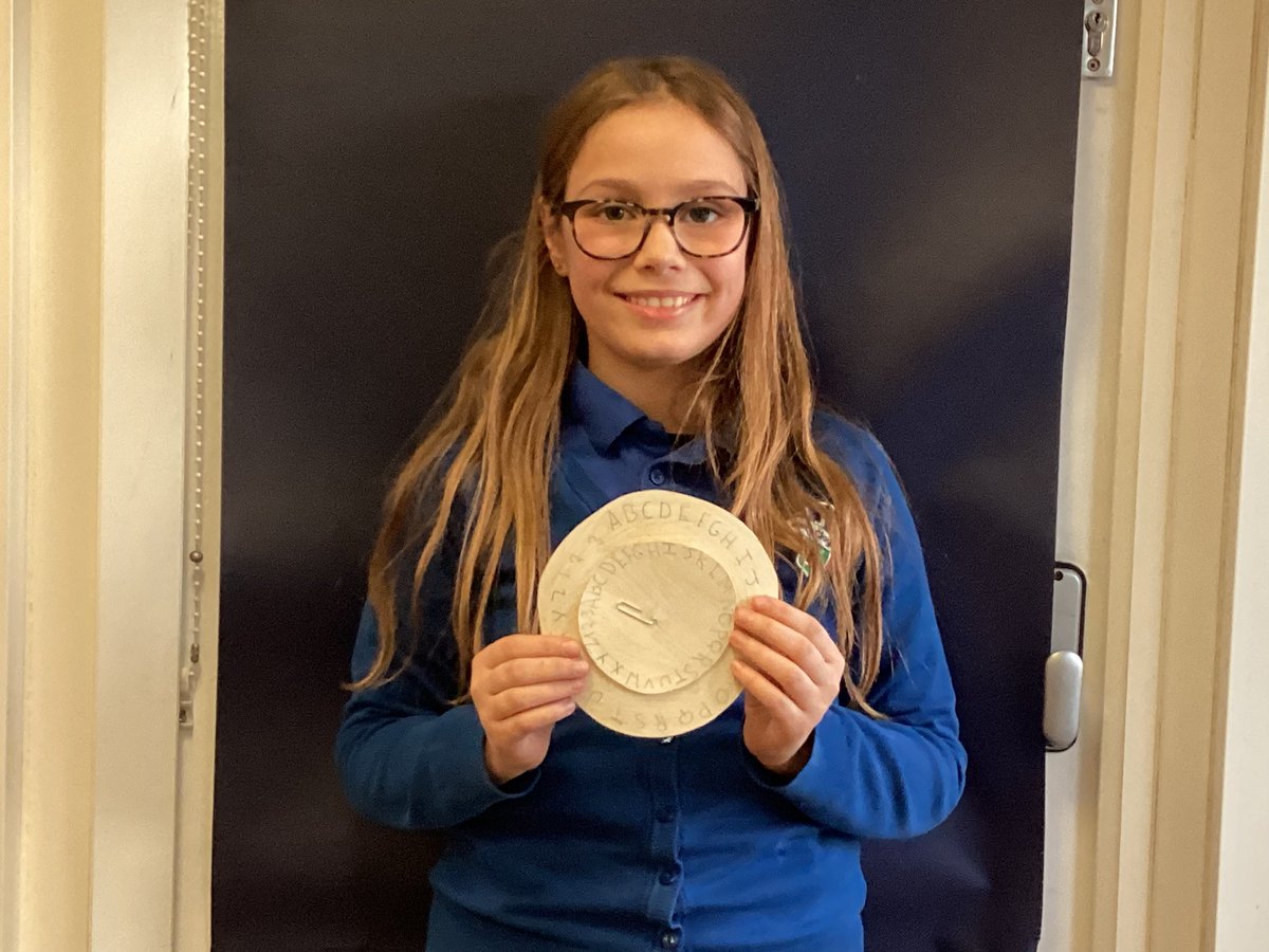 JCAWakefield's tweet image. Today, Year 5 used their compass skills to help create a Caesar Cipher. They developed their understanding of what a Caesar Cipher is and how it is used. They worked hard to make an accurate and purposeful tool, enabling us to encrypt/decrypt secret messages. @JCA__DT