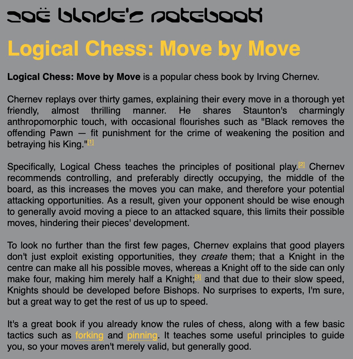 Zoë Blade (@zoeblade) on Twitter photo On the venerable chess playing guide Logical Chess: Move by Move:
notebook.zoeblade.com/Logical_Chess_… On the venerable chess playing guide Logical Chess: Move by Move:
notebook.zoeblade.com/Logical_Chess_…