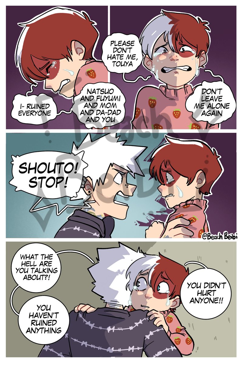 BeachBeibi's tweet image. Lost &amp;amp; Found part 9 (That I totally forgot to post on twt months ago)
 Quirkless AU ft. Todoroki siblings, Big brother Touya and Dabihawks but it’s complicated   
9.1