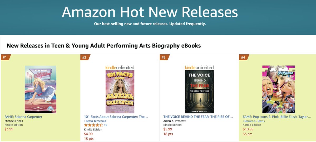DarrenGD's tweet photo. π¨ Exciting News! π¨ Two of our titles have made it to #AmazonHOTList! π₯ Including the highly anticipated *#SabrinaCarpenter* #comicbook #biography, launching THIS WEEK! π Don't miss out β grab your copies on #Amazon now! πβ¨ : https://t.co/HTd0VV8lIU #carpenters #comics https://t.co/fnp4S0t40x