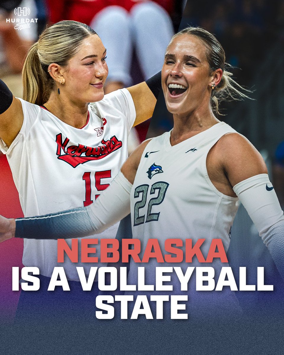 HurrdatSports's tweet photo. It’s a Nebraska thing 🏐

The Huskers and Bluejays are headed to the Sweet Sixteen of the NCAA tournament!

#Huskers | #GoJays https://t.co/JcbALSXSxn